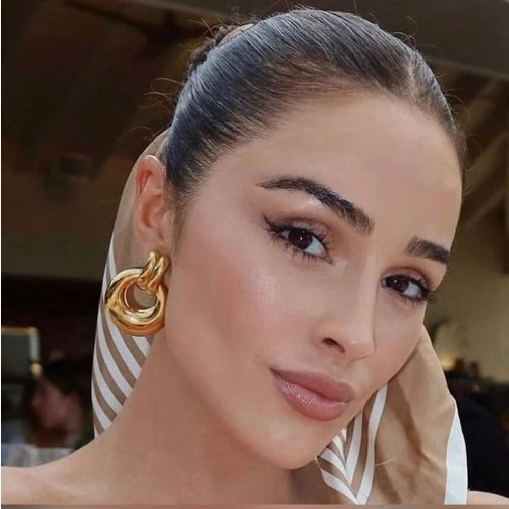 Gold hoop earrings N462 - Picture 2 of 5